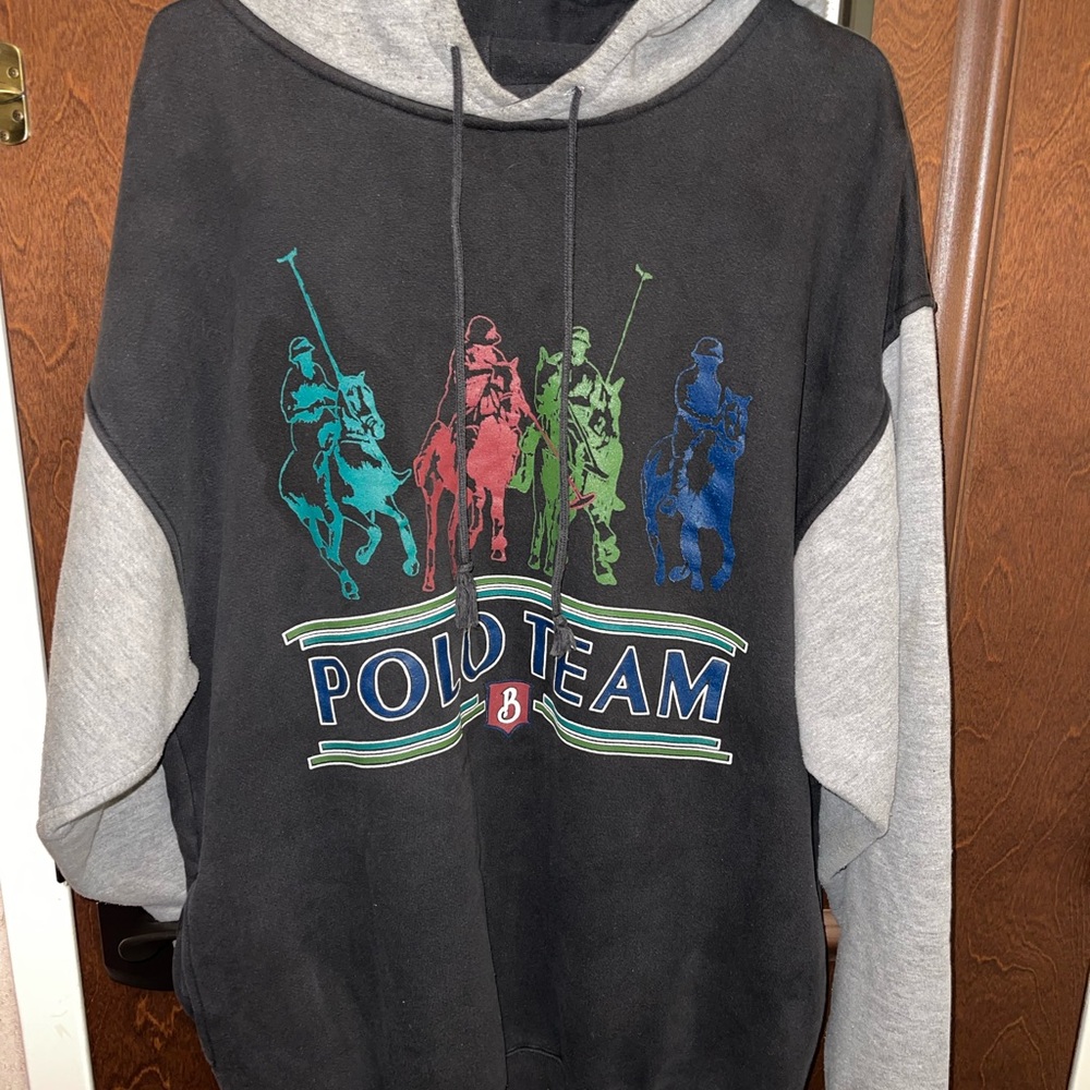 Polo Team Graphic Hoodie - Black and Gray Galt Crew Size XL AS IS